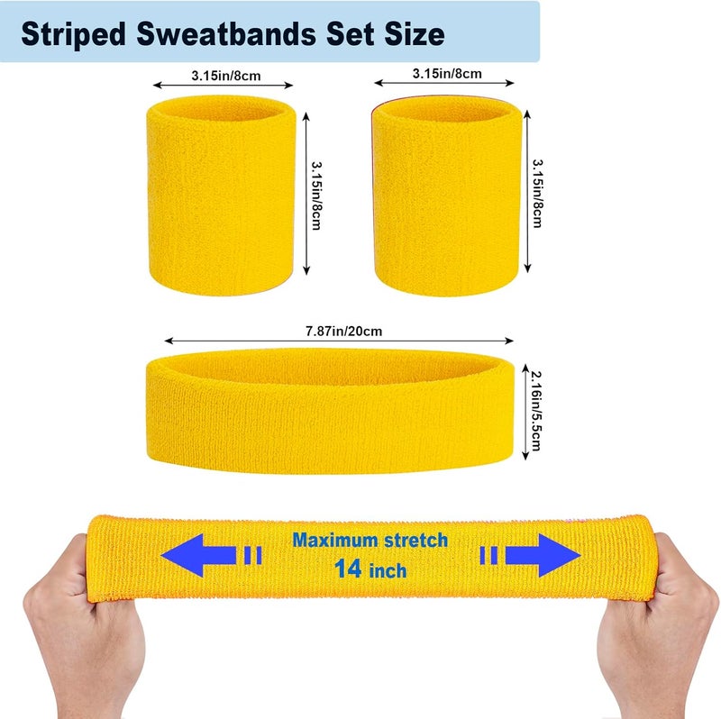 FACATH Sweatbands Headband and Wrist Set, Cotton Sweat Band for Athletic Men and Women, Sweatbands Sports Headbands for Working Out, Running, Basketball, Tennis, Yoga - Image 3